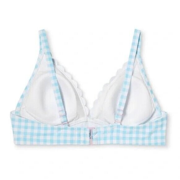 Stoney Clover Lane Women's Size 3X 24W/26W Blue Gingham Triangle Bikini Swim Top - Picture 2 of 6